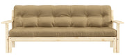 Schlafsofa UNWIND Polster Wheatbeige Sofagestell Kiefer massiv