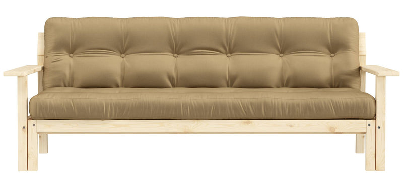 Schlafsofa UNWIND Polster Wheatbeige Sofagestell Kiefer massiv