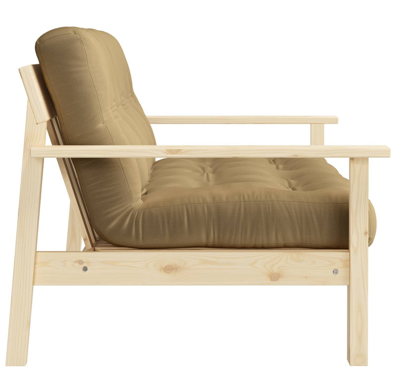 Schlafsofa UNWIND Polster Wheatbeige Sofagestell Kiefer massiv