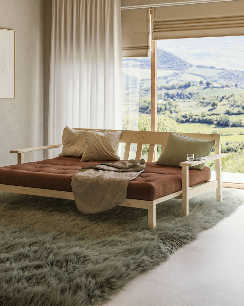 Schlafsofa UNWIND Sofa mit ausziehbarem Sitz Kiefer massiv lackiert 