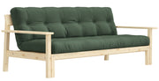 Schlafsofa UNWIND Polster Olive green Sofagestell Kiefer massiv