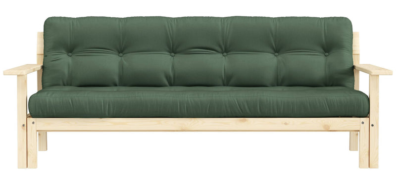 Schlafsofa UNWIND Polster Olive green Sofagestell Kiefer massiv