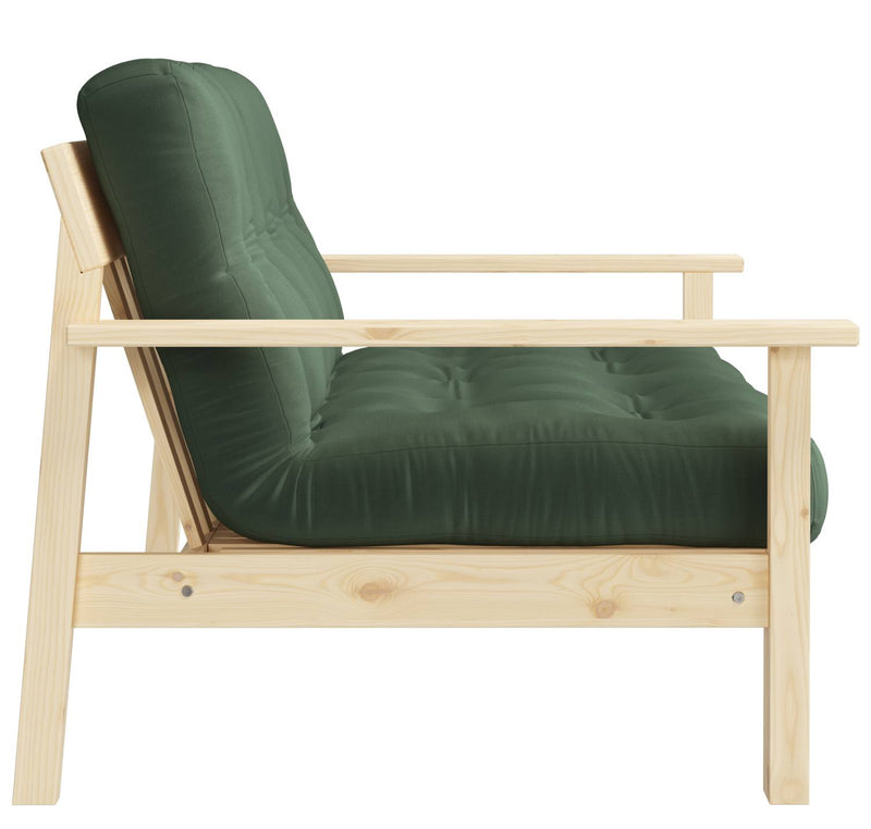 Schlafsofa UNWIND Polster Olive green Sofagestell Kiefer massiv