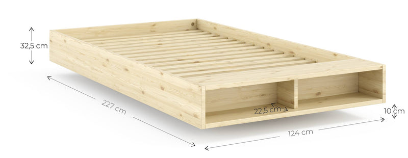 Schwebebett Massivholzbett MERGE BED Kiefer natur 5 Größen