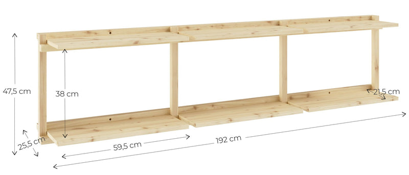 Regal GROOVE SHELVING Kiefer Natur unbehandelt in 3 Größen von Karup