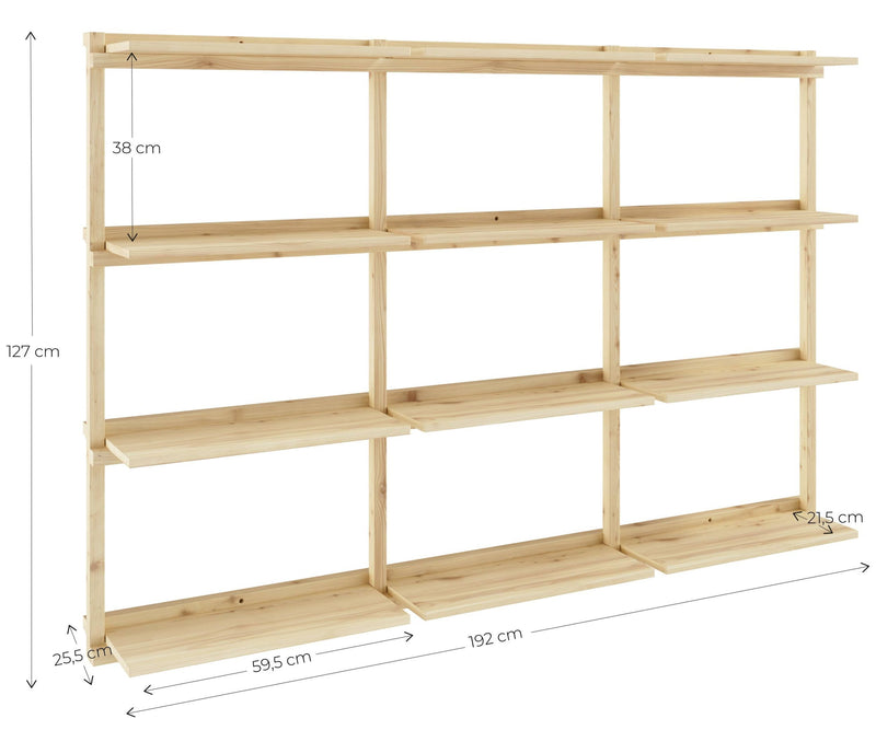 Regal GROOVE SHELVING Kiefer Natur unbehandelt in 3 Größen von Karup