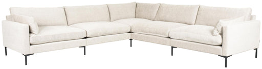 Zuiver Ecksofa Sofa SUMMER CREAM 7-Sitzer in Creme mit Metallbeinen, Gesamtansicht von vorne.