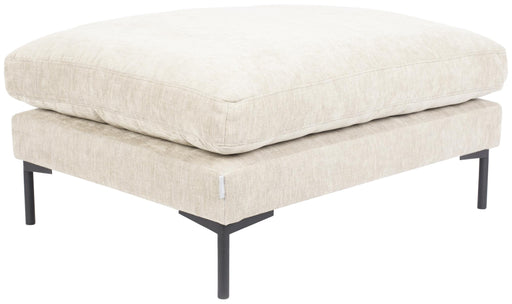 Zuiver Hocker SUMMER CREAM in Creme mit abnehmbarem Kissen und schwarzen Metallfüßen, Gesamtansicht.