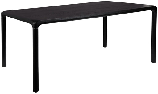 Design Esstisch STORM BLACK 160 x 90 cm mit schwarzer Esche-Tischplatte und geschwungenen Massivholzbeinen.