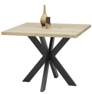 Esstisch MICKY 100 x 100 cm Eiche massiv X-Gestell Metall schwarz