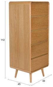 Schrank Kommode RISE Natural von ZUIVER mit 5 Schubkästen