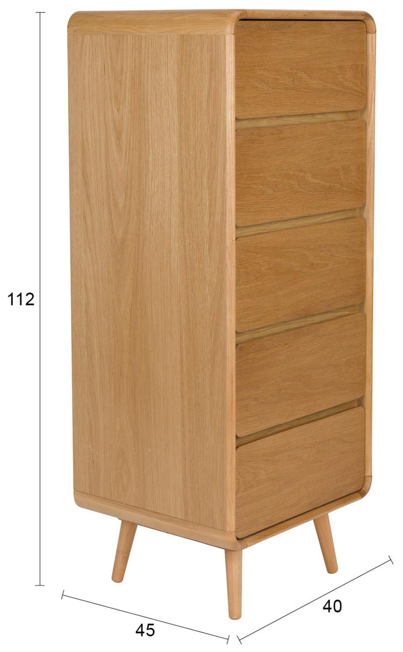 Schrank Kommode RISE Natural von ZUIVER mit 5 Schubkästen