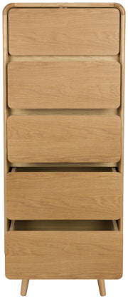 Schrank Kommode RISE Natural von ZUIVER mit 5 Schubkästen