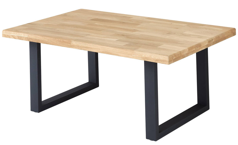 Couchtisch CHRIS U 110 x 70 Eiche massiv geölt Metallgestell U-Form