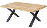 Couchtisch CHRIS X 110 x 70 Eiche massiv geölt Tischbeine X-Form