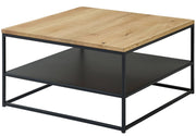 Couchtisch TILDA 75 x 75 Platte Eiche geölt Metallgestell mit Ablage