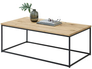 Wohnzimmertisch THOR 110 x 60 cm Platte Eiche geölt Metallgestell schwarz