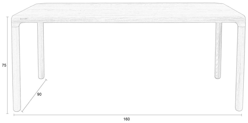 Design Esstisch STORM 160 x 90 cm von Zuiver Esche lackiert