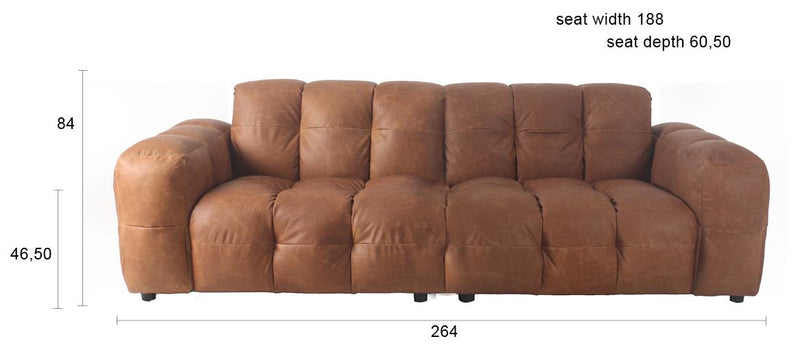 HACKMAN 3-Sitzer Sofa Echtleder Cognac von DUTCHBONE