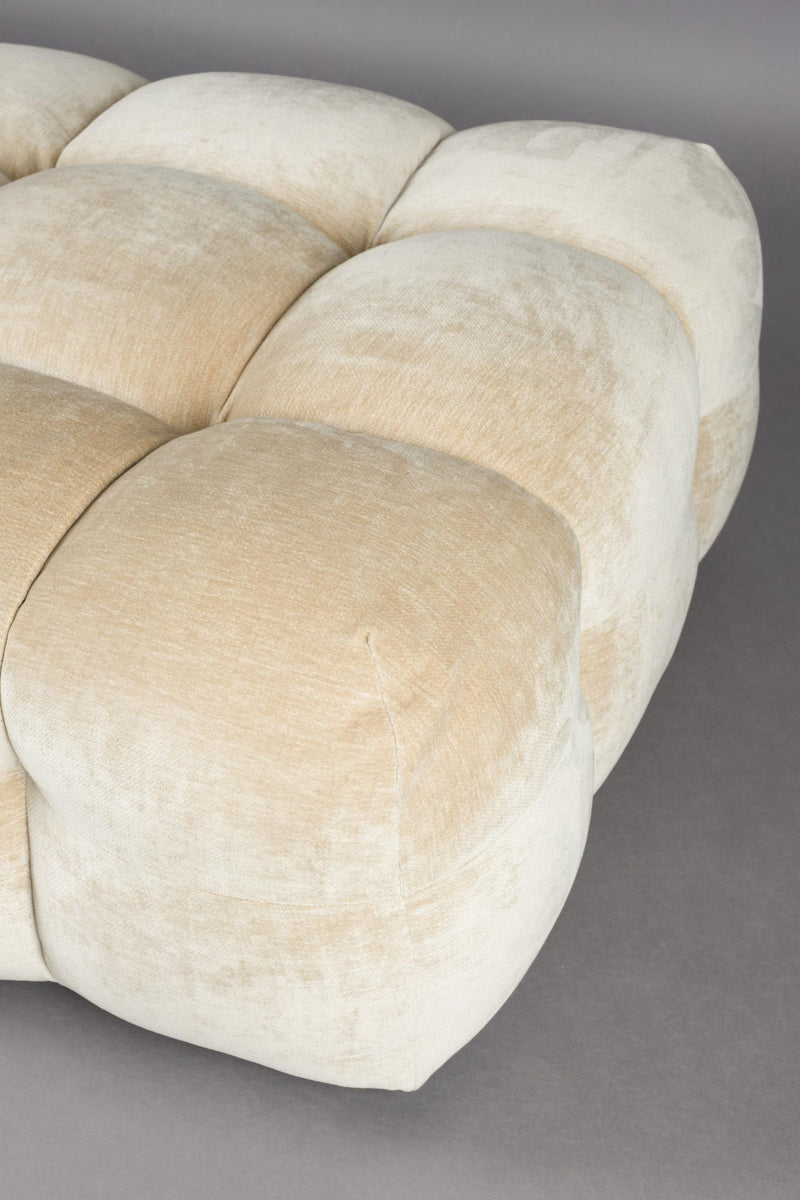 HACKMAN Hocker 100 x 100 cm Velours Beige von DUTCHBONE