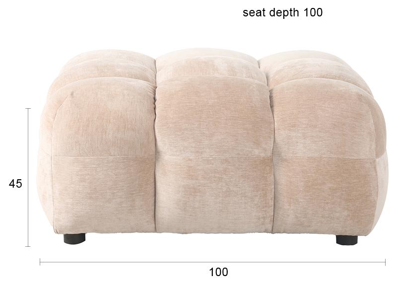 HACKMAN Hocker 100 x 100 cm Velours Beige von DUTCHBONE