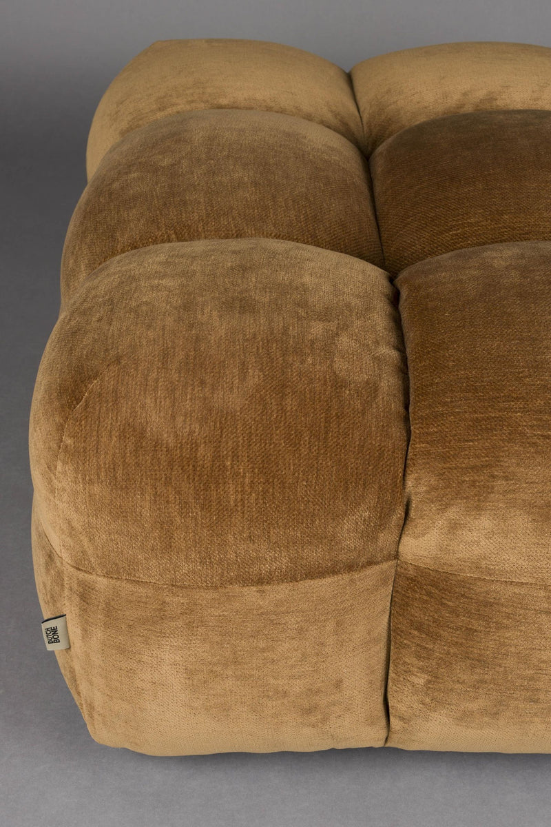HACKMAN Hocker 100 x 100 cm Velours Cognac von DUTCHBONE
