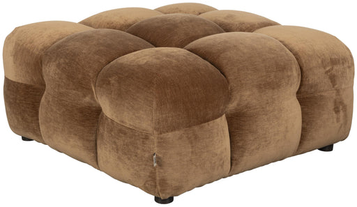 HACKMAN Hocker 100 x 100 cm Velours Cognac in Gesamtansicht mit gepolsterten Kugelsegmenten und Füßen.