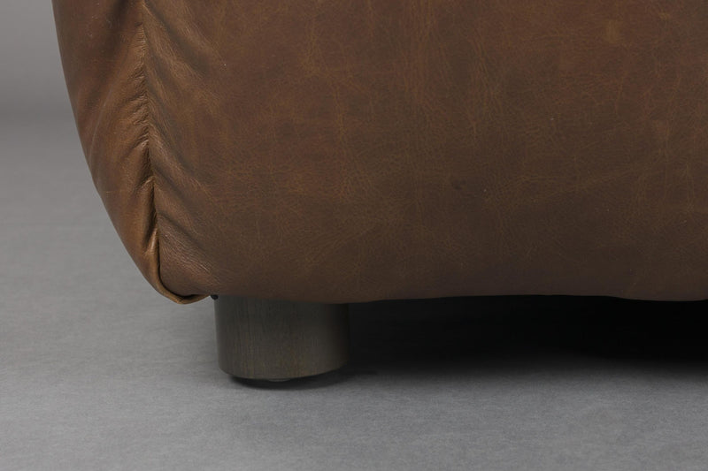 HACKMAN Hocker 100 x 100 cm Echtleder Dunkelbraun von DUTCHBONE