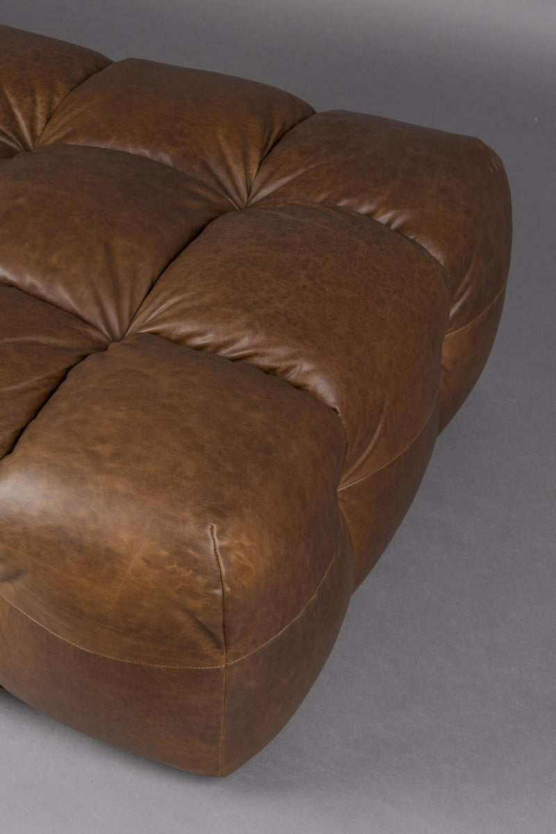 HACKMAN Hocker 100 x 100 cm Echtleder Dunkelbraun von DUTCHBONE