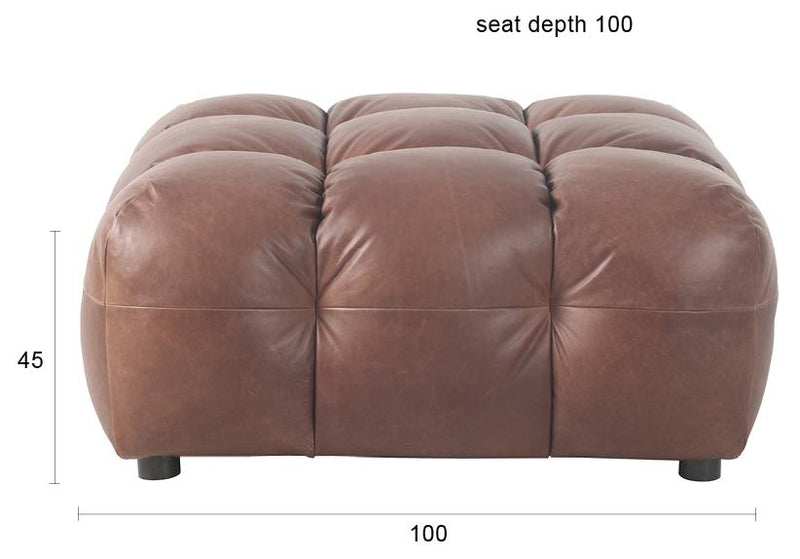 HACKMAN Hocker 100 x 100 cm Echtleder Dunkelbraun von DUTCHBONE
