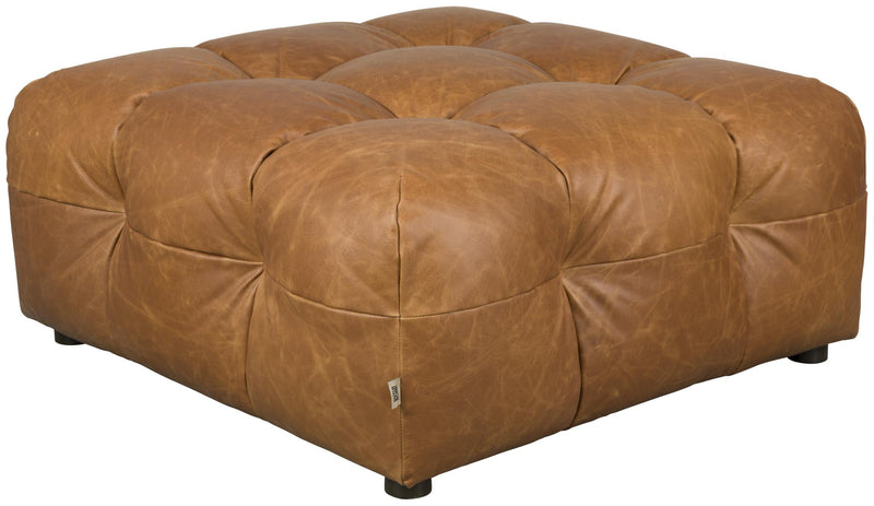 HACKMAN Hocker 100 x 100 cm Echtleder Cognac von DUTCHBONE