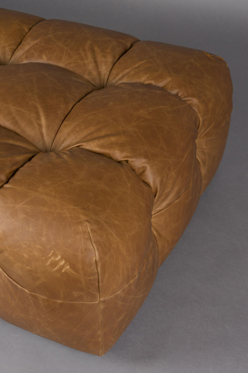 HACKMAN Hocker 100 x 100 cm Echtleder Cognac von DUTCHBONE