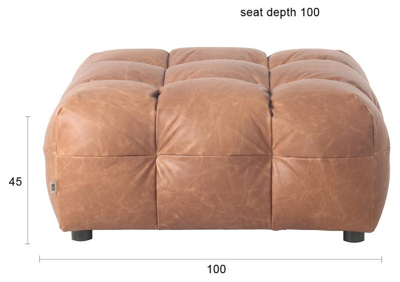 HACKMAN Hocker 100 x 100 cm Echtleder Cognac von DUTCHBONE