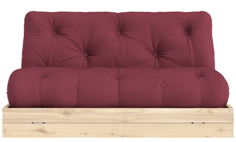 Schlafsofa FLIP Sofa Bett Kiefer massiv unbehandelt Polster Bordeaux Klappcouch von Karup