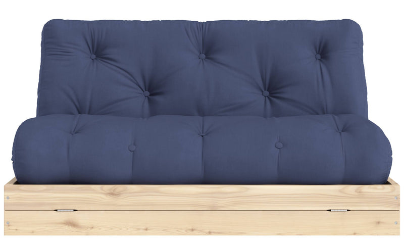 Schlafsofa FLIP Sofa Bett Kiefer massiv unbehandelt Polster Navy Blue Klappcouch von Karup
