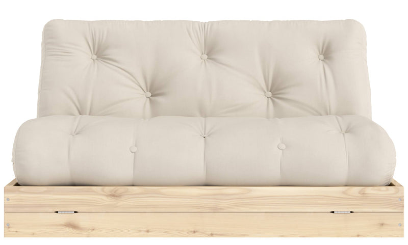 Schlafsofa FLIP Sofa Bett Kiefer massiv unbehandelt Polster Beige Klappcouch von Karup