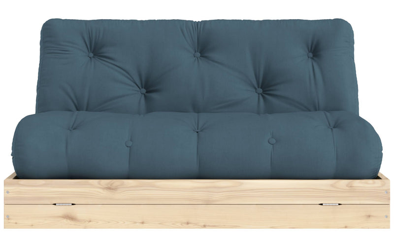 Schlafsofa FLIP Sofa Bett Kiefer massiv unbehandelt Polster Petrol Klappcouch von Karup