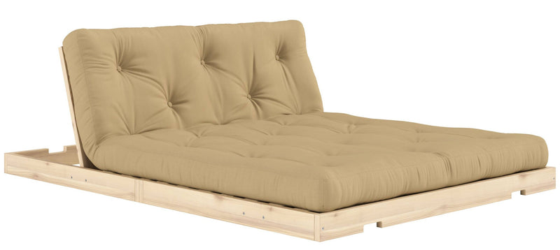 Schlafsofa FLIP Sofa Bett Kiefer massiv unbehandelt Polster Wheatbeige Klappcouch von Karup