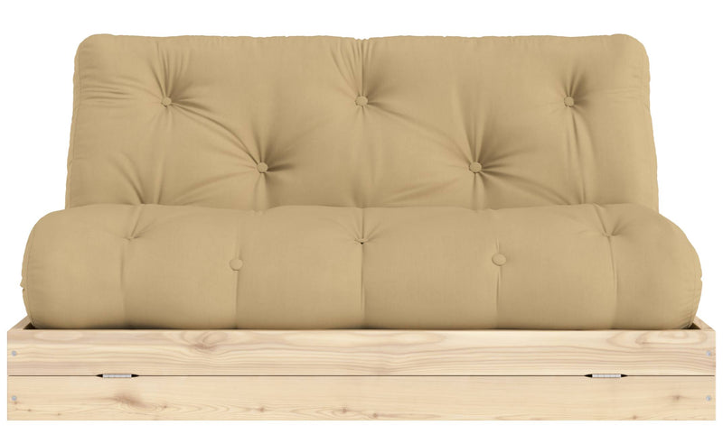 Schlafsofa FLIP Sofa Bett Kiefer massiv unbehandelt Polster Wheatbeige Klappcouch von Karup