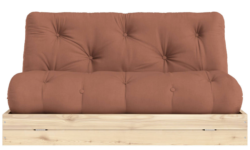 Schlafsofa FLIP Sofa Bett Kiefer massiv unbehandelt Polster Clay Brown Klappcouch von Karup