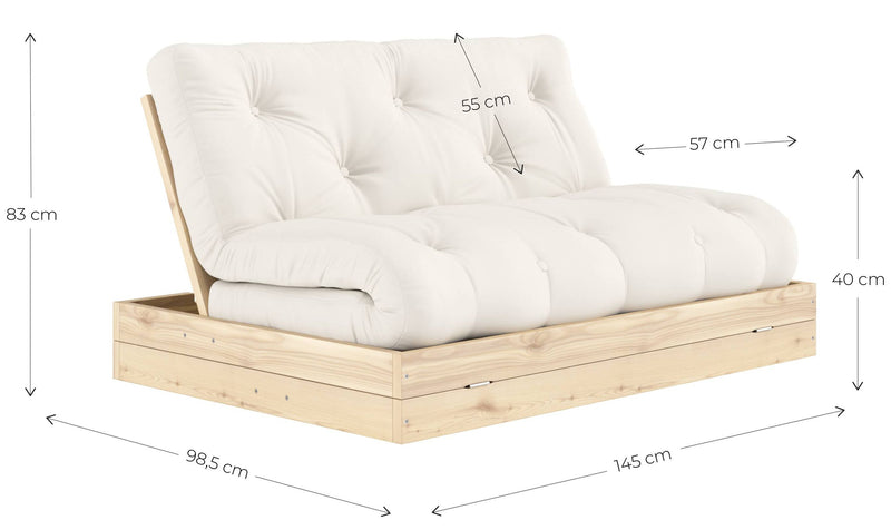 Schlafsofa FLIP Sofa Bett Kiefer massiv unbehandelt Klappcouch von Karup Artikelmaße