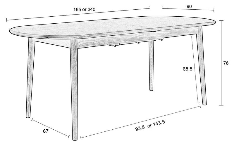 Esstisch TWIST OVAL von ZUIVER 180 x 90 ausziehbar Eiche furniert