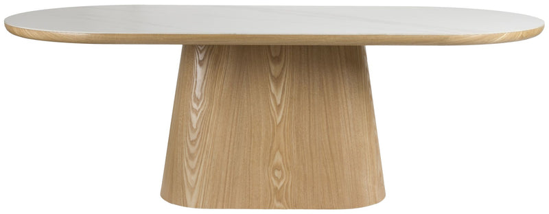 Esstisch ALMIRA Oval 180 x 90 Eiche Furnier Platte in Marmoroptik