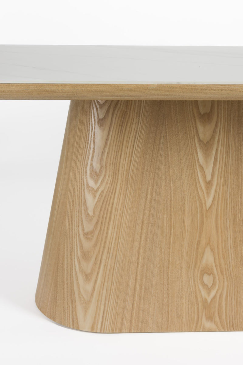 Esstisch ALMIRA Oval 180 x 90 Eiche Furnier Platte in Marmoroptik