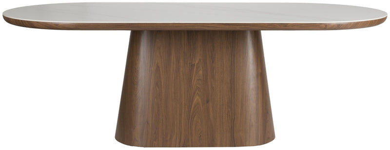 Esstisch Tisch ALMIRA Oval 180 x 90 Walnuss Platte in Marmoroptik