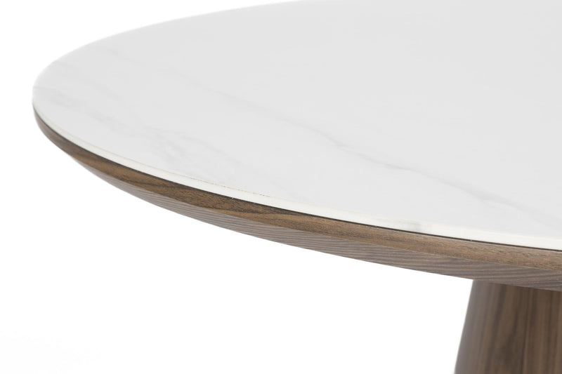 Esstisch Tisch ALMIRA Oval 180 x 90 Walnuss Platte in Marmoroptik