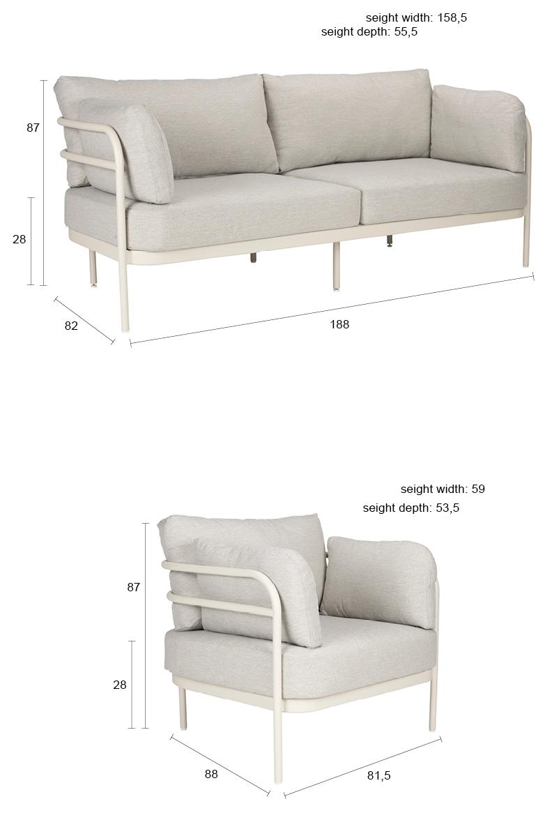 Garten Sitzgruppe VISTA von Zuiver Gartensofa Lounge Set 3-tlg