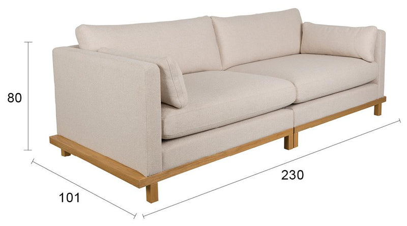 BLOSSOM 3-Sitzer Sofa von ZUIVER Stoff Sand Gestell Eiche hell