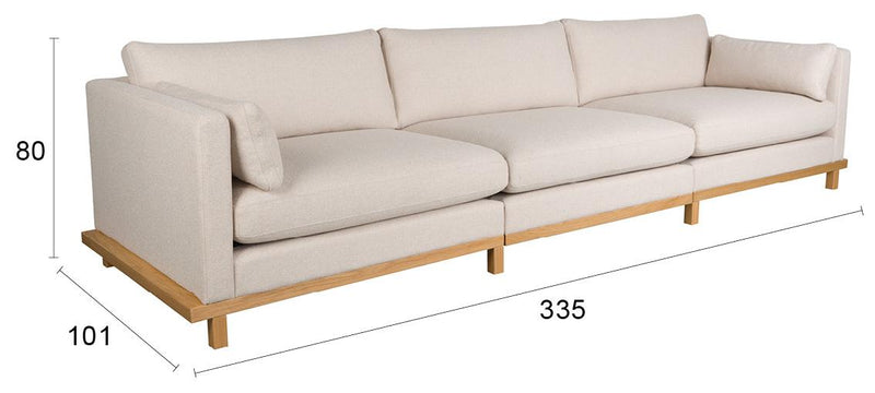 BLOSSOM 4,5-Sitzer Sofa von ZUIVER Stoff Sand Gestell Eiche hell