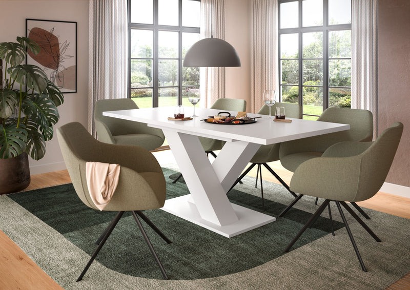 Esstisch ausziehbar Weiß X-Fußgestell 150-190 cm